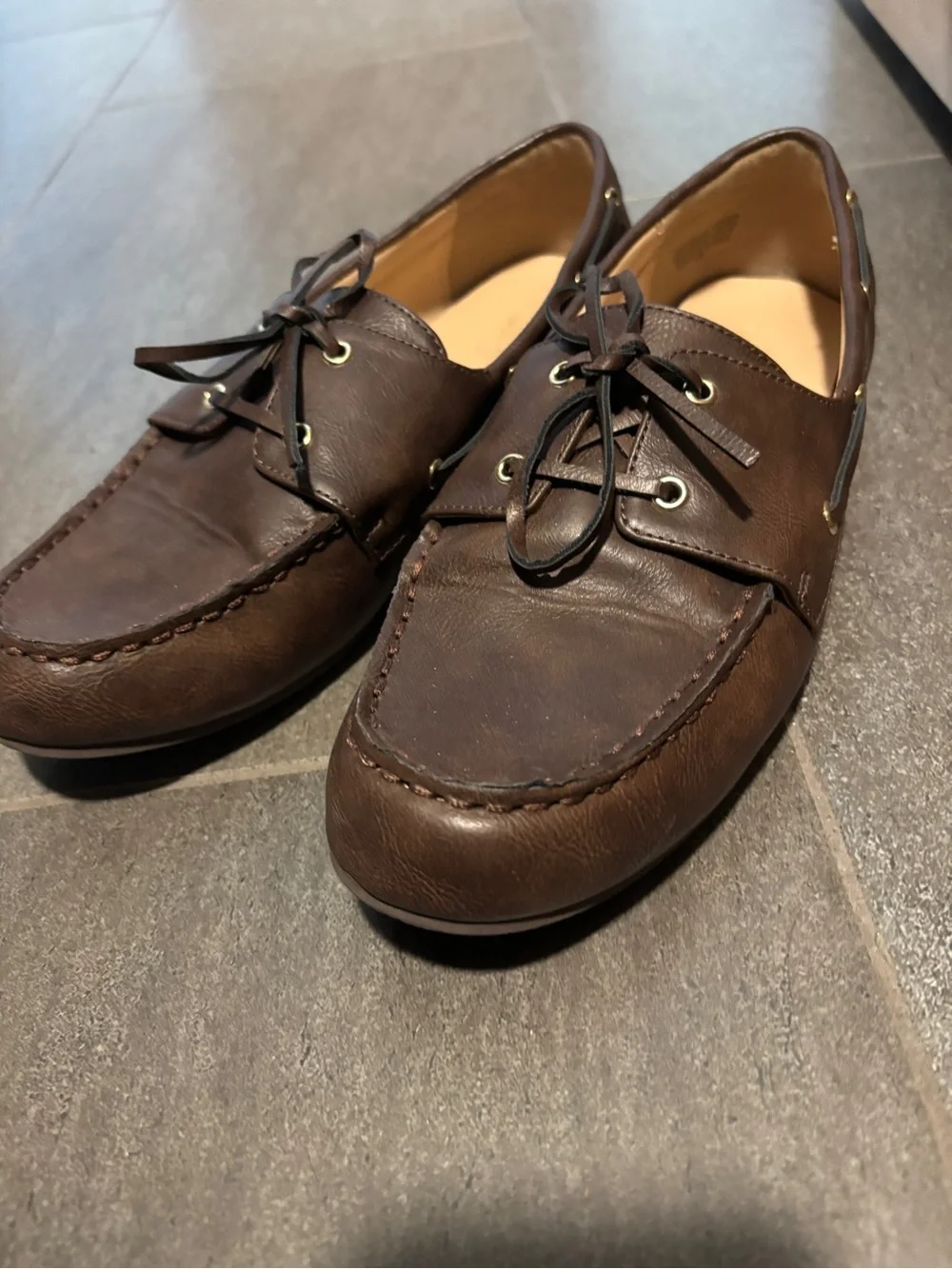 Women’s Loft Brown Leather Moc Toe Boat Shoes 8